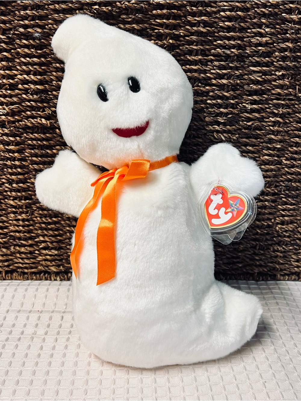 Ty Beanie Buddy Spooky the Ghost 2001 Halloween Plush 12” Mint with Tags MWMT